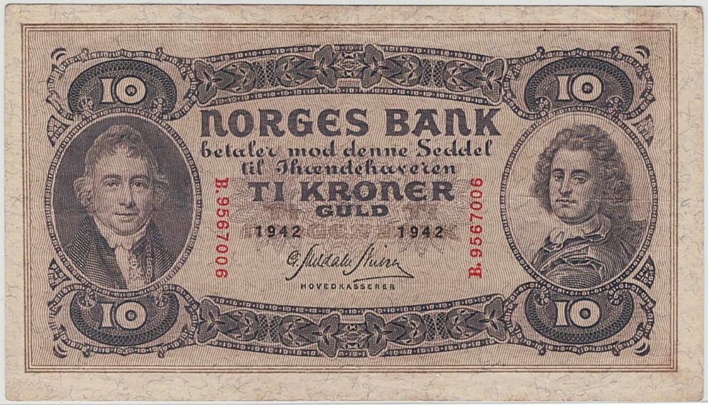 Norges Bank 10 Kroner 1942 Guld - Naturens Mangfold AS